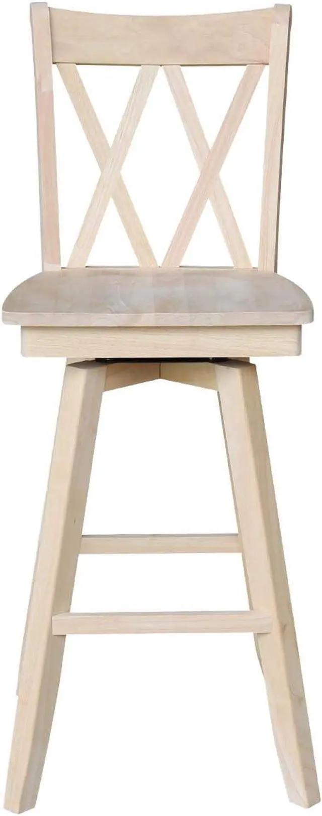 Alt view image 3 of 7 - International Concepts Double X Back Barheight Swivel Seat Bar Height Stool, 30, Unfinished