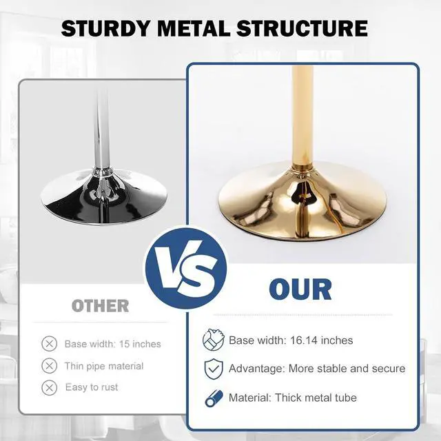 Alt view image 6 of 7 - Kiztir Velvet Bar Stools Set of 6, Adjustable Counter Height Bar Stools with Back and Footrest, Gold Swivel Bar Stools Set of 6 for Kitchen Island, Bar, Cafe (Blue)