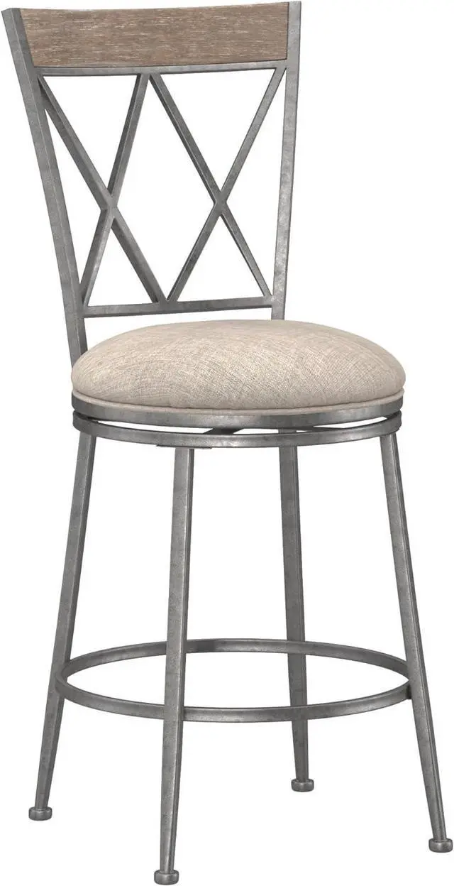 Main image of Hillsdale Stewart Indoor/Outdoor Swivel Counter Height Stool, Aged Pewter