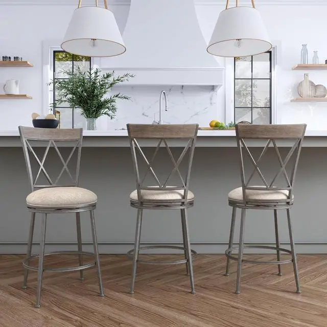 Alt view image 6 of 7 - Hillsdale Stewart Indoor/Outdoor Swivel Counter Height Stool, Aged Pewter