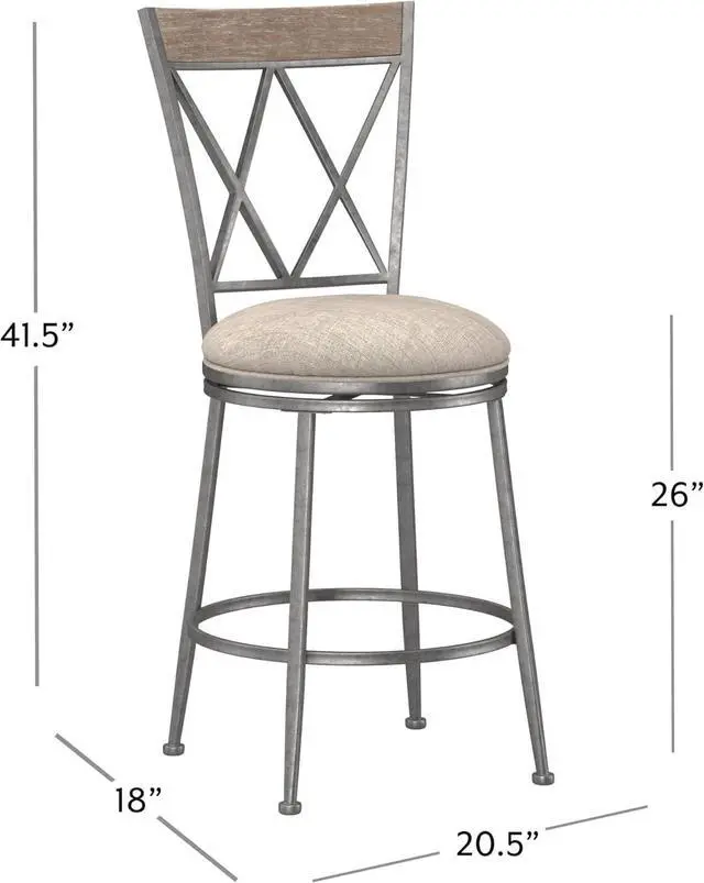 Alt view image 3 of 7 - Hillsdale Stewart Indoor/Outdoor Swivel Counter Height Stool, Aged Pewter