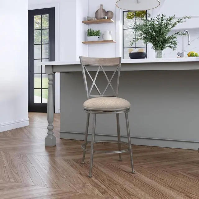 Alt view image 2 of 7 - Hillsdale Stewart Indoor/Outdoor Swivel Counter Height Stool, Aged Pewter