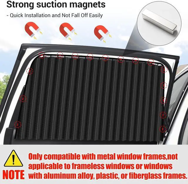 Alt view image 2 of 7 - ZATOOTO 4 PCS Side Window Sun Shade Black Privacy Sunshade - Magnetic Curtain Blinds Covers - Keeps Cooler Screen for Sleeping Camping Accessories