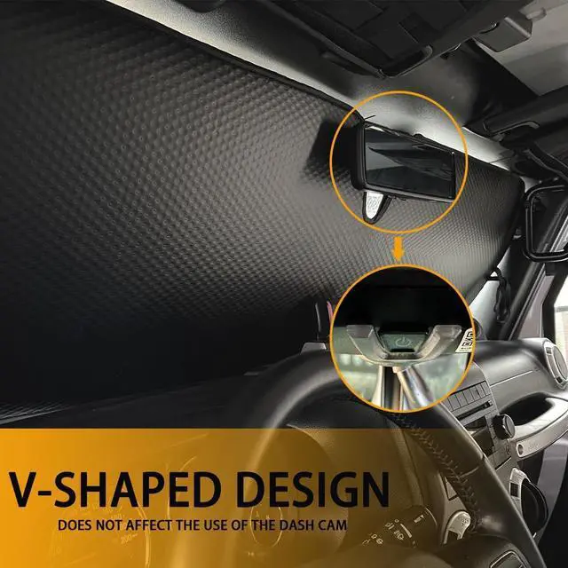 Alt view image 7 of 7 - Windshield Sun Shade for Jeep Wrangler TJ JK JL & Gladiator JT 2/4 Door,Duck Sun Shade,Sunshade Windshield for Jeep Wrangler