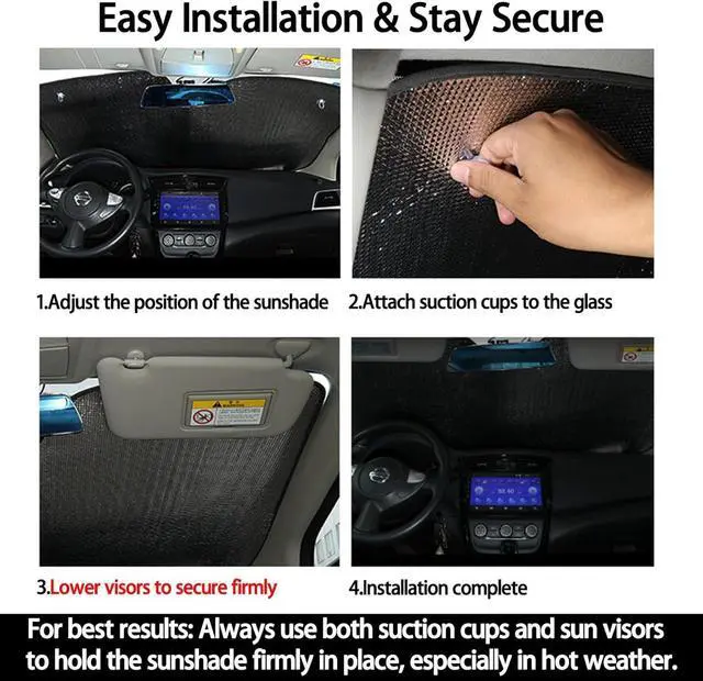 Alt view image 4 of 7 - Fun Cute Cat Driving Car Front Windshield Sun Shade,Auto Sunshade for Car Truck SUV - Blocks Uv Rays Sun Visor Protector (51" X 27.5"Inch,Upgrade Hardened)