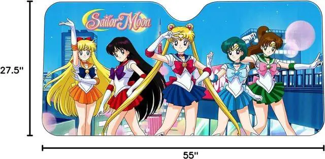 Alt view image 7 of 7 - Sailor Moon Car Sunshade Windshield Featuring All of The Sailor Scouts, 28 X 58 Inches