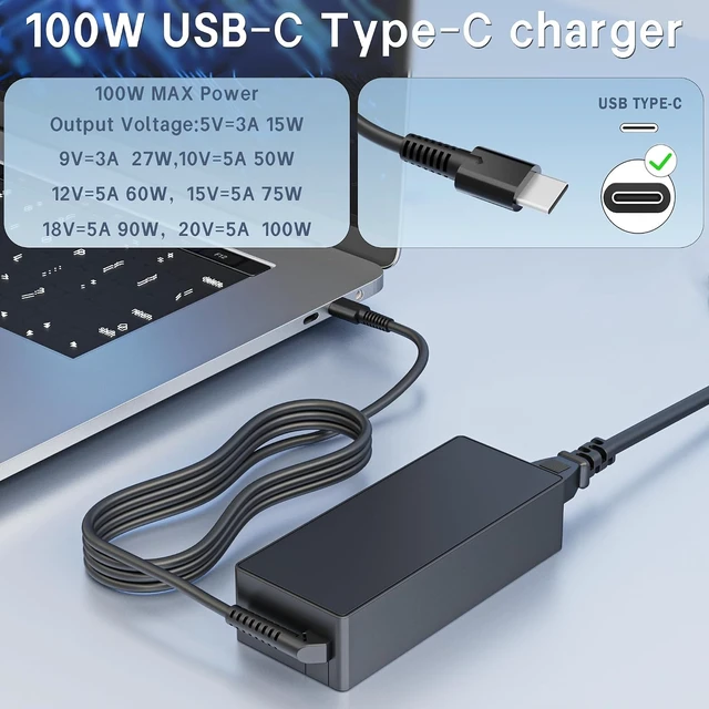 Alt view image 2 of 7 - Universal 100W USB C Laptop Charger Power Adapter Fast Charger