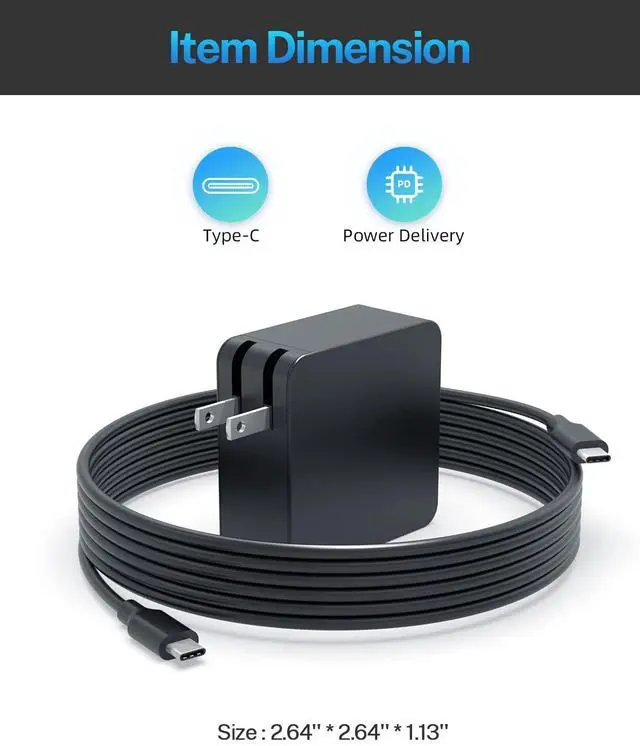Alt view image 2 of 6 - Superer 65W AC Charger Fit for Samsung Galaxy Book Flex Ion 15.6 13.3 NP950QCG NP930QCG NP950XCJ NP930XCJ K01US K02US W18-065N1E, Fit for Galaxy Book NP750TDA-XD2US Fit for Chromebook XE930QCA Laptop