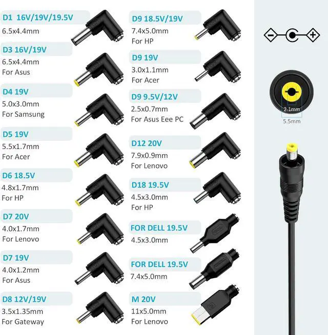 Alt view image 2 of 6 - Zolt 65W 16Tips Universal Laptop Charger Power Supply AC Adapter for HP Lenovo Dell Asus Acer Samsung LG IBM Google Toshiba Sony Fujitsu Gateway Notebook Ultrabook Fast Chromebook Charger Cord