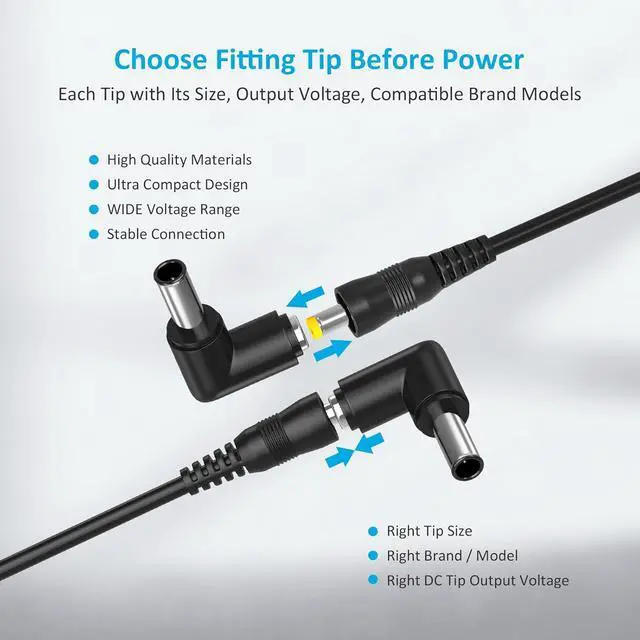 Alt view image 3 of 6 - Zolt 65W 16Tips Universal Laptop Charger Power Supply AC Adapter for HP Lenovo Dell Asus Acer Samsung LG IBM Google Toshiba Sony Fujitsu Gateway Notebook Ultrabook Fast Chromebook Charger Cord