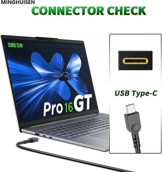 Alt view image 2 of 7 - 65W USB-C AC Laptop Charger Compatible with Lenovo ThinkPad T14 T15 E14 E15 X1 Carbon X13 Yoga Chromebook IdeaPad Power Supply Adapter