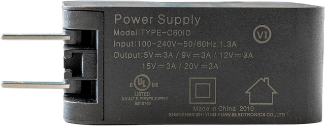 Alt view image 5 of 6 - GHU Premium 65W USB-C Fast Charger (Black) - Optimized for Dell XPS Series: 13, 12, 14 - Efficient & Sleek Power Adapter