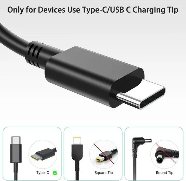Alt view image 3 of 7 - 65W Universal Chromebook Charger USB C Laptop Charger Compatible with HP Dell Lenovo Asus Acer Samsung Thinkpad Yoga EliteBook Google Chromebook Type C Computer Power Cord AC Adapter