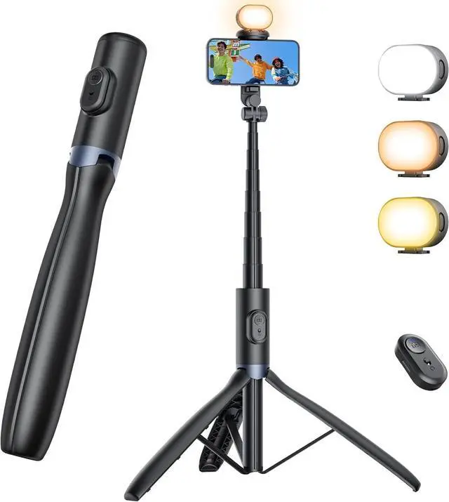 Main image of ANXRE 67.7" Selfie Stick Tripod with Light, NT99 Extendable Tripod Stand with Remote for Camera Phone Filming Vlogging, Travel Phone Tripod Compatible with Phone Camera Gopro