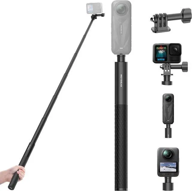 Main image of REYGEAK 51 Inch Invisible Selfie Stick for Insta360 X5,Extension Selfie Pole with 1/4 and Dual-Claws,Aluminum Long Monopod for GoPro/Osmo360/Action 6/5 Pro/4/3/Pocket 3 Accessories