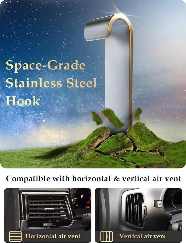 Alt view image 3 of 7 - Holdersafe Phone Holder for Car Vent: [Never Blocking] Air Vent Cell Phones Mount for iPhone & Samsung Android Smartphones Universal [Thick Cases Friendly] Hands-Free Auto Mobile Phone Stand