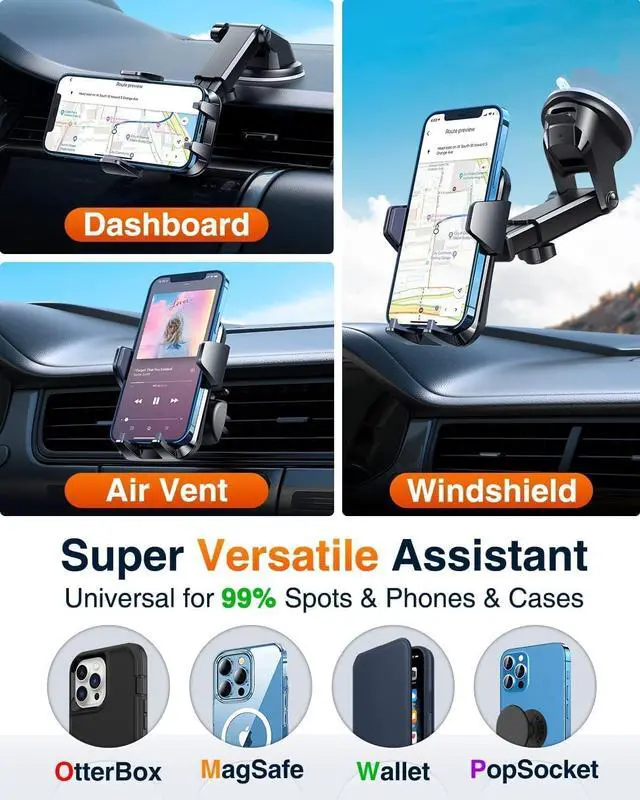 Alt view image 3 of 7 - [2025 Newest] Car Phone Holder VANMASSUltimate Military-Grade Stable & Durable Suction Cell Mount Truck Stand Cradle for Dashboard Windshield Vent for iPhone 16 Pro Max 15 14 13 Samsung S25 Android