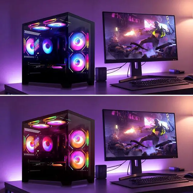 Alt view image 3 of 7 - YLZKIX Gaming PC,AMD Ryzen 5 5600X 3.7GHz(up to 4.6GHz), Radeon RX 6600 8GB Desktop Computer, 1TB NVMe SSD, 16GB DDR4 3200MHz, ,550W PSU,USB WIFI6&Bluetooth Windows 11 Home & AI Powered Gamer PC