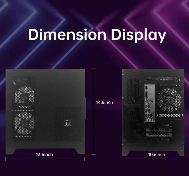 Alt view image 7 of 7 - YLZKIX Gaming PC,AMD Ryzen 5 5600X 3.7GHz(up to 4.6GHz), Radeon RX 6600 8GB Desktop Computer, 1TB NVMe SSD, 16GB DDR4 3200MHz, ,550W PSU,USB WIFI6&Bluetooth Windows 11 Home & AI Powered Gamer PC