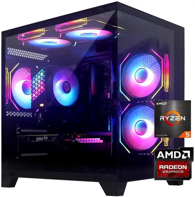 Main image of YLZKIX Gaming PC,AMD Ryzen 5 5600X 3.7GHz(up to 4.6GHz), Radeon RX 6600 8GB Desktop Computer, 1TB NVMe SSD, 16GB DDR4 3200MHz, ,550W PSU,USB WIFI6&Bluetooth Windows 11 Home & AI Powered Gamer PC