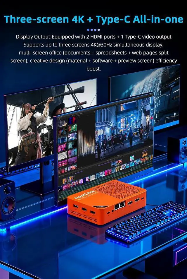 Alt view image 3 of 6 - youyeetoo Nest Disk NAS Mini PC - Intel N150 3.6GHz CPU, 12GB LPDDR5 RAM up to 16TB SSD, Desktop Computer with Dual 2.5GbE/WiFi 6/4K HDMI for Network Attached Storage (Orange,12GB+64GB(EMMC))