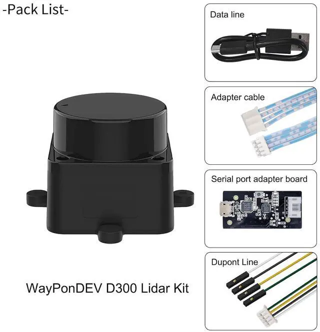 Alt view image 2 of 5 - FHL-LD19 360 Degree 2D Lidar Distance Sensor Kit, 10Hz Scan Rate and 12m Distance Lidar Scanner Module for Smart Obstacle/Robot/Maker Education Indoor/Outdoor