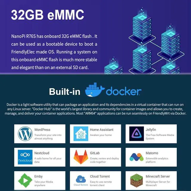 Alt view image 3 of 6 - NanoPi R76S Mini Router, RK3576 Octa-Core SoC with AI Model, LPDDR4X 4GB RAM 64GB eMMC, 6TOPS NPU, Dual 2.5G Ethernet, Support M.2 Wi-Fi Module (None M.2 WiFi, LPDDR4X 4GB, TF Card Kit)