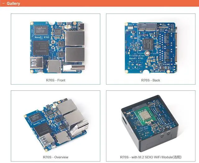 Alt view image 4 of 7 - NanoPi R76S Mini Router, RK3576 Octa-Core SoC with AI Model, LPDDR5 16GB RAM 32GB eMMC, 6TOPS NPU,Dual 2.5G Ethernet, Support M.2 Wi-Fi Module (with M.2 WiFi, LPDDR4X 4GB, Standard)