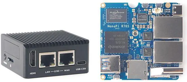 Main image of NanoPi R76S Mini Router, RK3576 Octa-Core SoC with AI Model, LPDDR4x 4GB RAM 64GB eMMC, 6TOPS NPU, Dual 2.5G Ethernet, Support M.2 Wi-Fi Module (with M.2 WiFi, LPDDR4X 4GB, Standard)