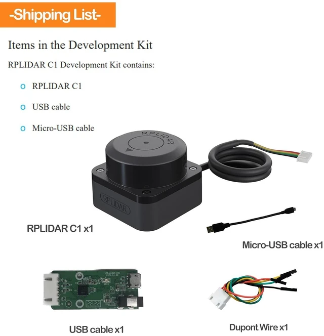 Alt view image 2 of 7 - RPLIDAR C1 360 Degree 2D Lidar Sensor | 12 Meters Scanning Radius Ranging Module Kit, Robot LIDAR Sensor Scanner for Obstacle Avoidance and Navigation of Robots