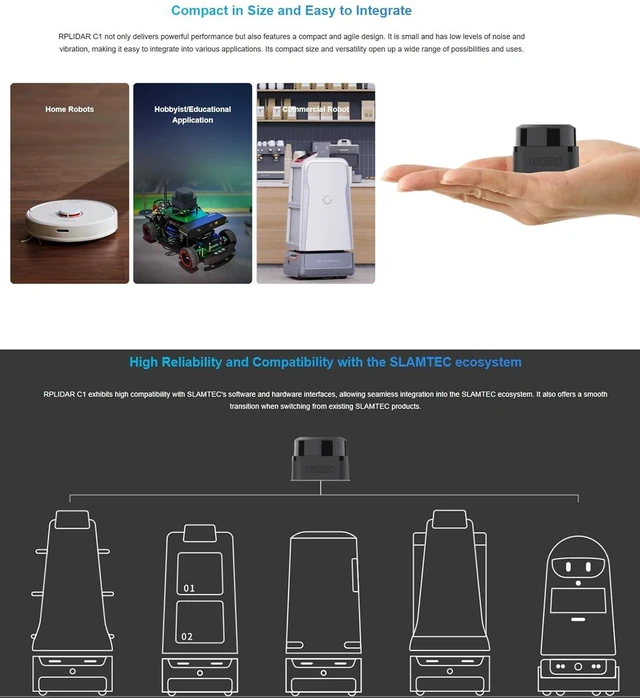 Alt view image 5 of 7 - RPLIDAR C1 360 Degree 2D Lidar Sensor | 12 Meters Scanning Radius Ranging Module Kit, Robot LIDAR Sensor Scanner for Obstacle Avoidance and Navigation of Robots