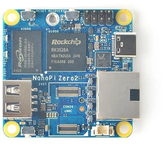 Alt view image 3 of 7 - NanoPi Zero2 Super Tiny Fast GigE Single Board Computer, 1GB/2GB LPDDR4X RAM Rockchip RK3528A SoC, Gigabit Ethernet Port for IoT Smart Home Gateway, Support FriendlyWrt Ubuntu (1GB RAM 64GB eMMC)