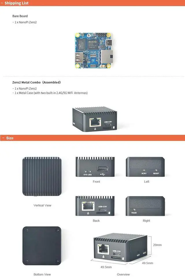 Alt view image 7 of 7 - NanoPi Zero2 Super Tiny Fast GigE Single Board Computer, 1GB/2GB LPDDR4X RAM Rockchip RK3528A SoC, Gigabit Ethernet Port for IoT Smart Home Gateway, Support FriendlyWrt Ubuntu (1GB RAM 64GB eMMC)