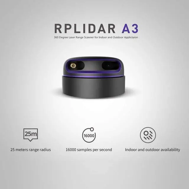 Alt view image 7 of 7 - RPLIDAR A3M1 360 Degree 2D Laser Range Sensor Kit, 15Hz Scan Rate and 25 Meters Distance Ladar Scanner Module for Intelligent Obstacle/Robot/Maker Education