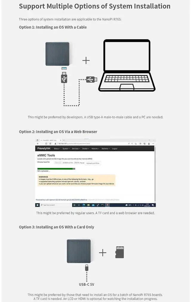 Alt view image 7 of 7 - NanoPi R76S Mini Router, RK3576 Octa-Core SoC with AI Model, LPDDR4x 4GB RAM 64GB eMMC, 6TOPS NPU, Dual 2.5G Ethernet, Support M.2 Wi-Fi Module (with M.2 WiFi, LPDDR4X 4GB, Standard)