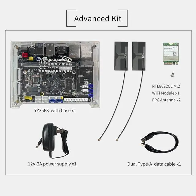Alt view image 2 of 7 - YY3568 Open-Source Developer Kit Rockchip RK3568 Soc Support Android11.0, Debian10.0 and OpenHarmony OS, 64-bit AI Mainboard for Face Recognition Prototyping (Advanced Kit with WiFi 4GB RAM)