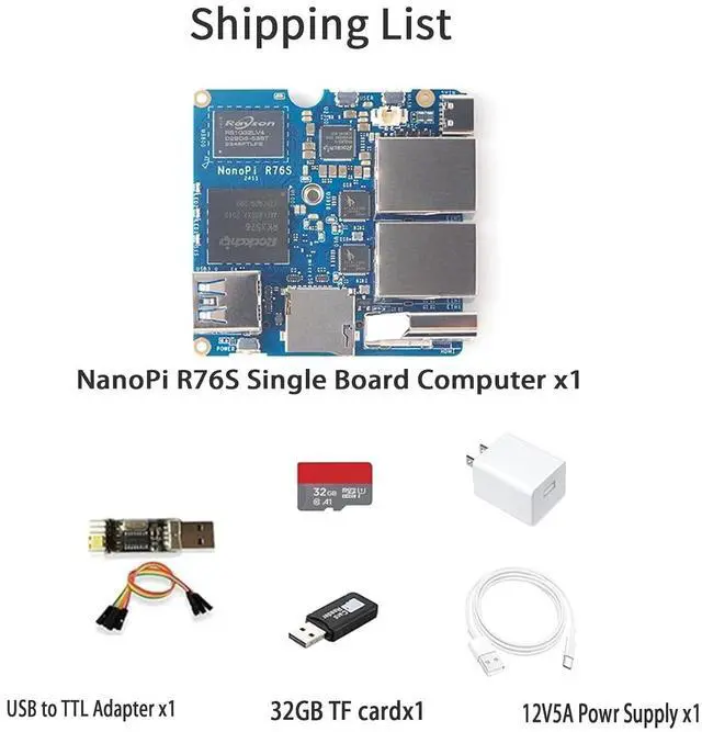 Alt view image 2 of 7 - NanoPi R76S Mini Router, RK3576 Octa-Core SoC with AI Model, LPDDR5 16GB RAM 32GB eMMC, 6TOPS NPU,Dual 2.5G Ethernet, Support M.2 Wi-Fi Module (None M.2 WiFi, LPDDR4X 4GB, TF Card Kit)
