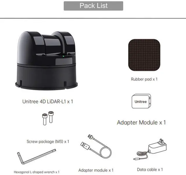 Alt view image 2 of 7 - Unitree L2 4D 3D Lidar Sensor Scanner - 360°×90° 30 Meters(98.42ft) Wide Angle Scanning - 128K Points/s Frequency - ROS SLAM Range Finder Module Kit for Robots AGV Obstacle Avoidance