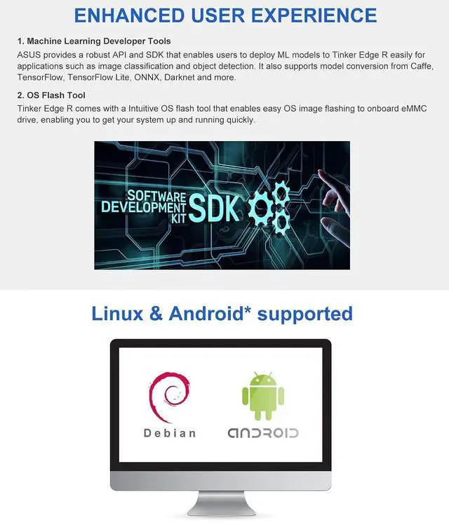 Alt view image 7 of 7 - Tinker Edge R RK3399Pro Single Board Computer with Edge TPU AI Accelerator and Dual Camera Interface Onboard 2GB RAM 1GB NPU RAM 16GB eMMC Storage for Edge Computing Support Tensorflow Lite/Caffe