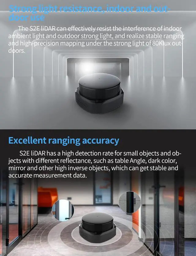 Alt view image 4 of 7 - RPLIDAR S2P Lidar Sensor 2D 360 Degree 50 Meters Scanning Radius 32KHz IP65 ROS SLAM LIDAR Sensor Scanner for Indoor Outdoor Obstacle Avoidance and Navigation of Robots (UART TTL)