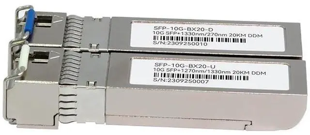 Main image of 10G SFP+ Fibre Module for Banana Pi BPI-R4 OpenWRT Router Borad, 10G BX20 Module - 20KM Transmission, Up to 11.3Gbps Data Links, LC Connector, 2 Pack (10G SFP+ Fibre Module)