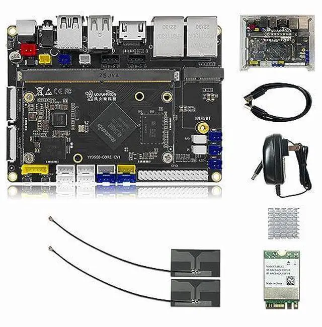 Main image of YY3568 Open-Source Developer Kit Rockchip RK3568 Soc Support Android11.0, Debian10.0 and OpenHarmony OS, 64-bit AI Mainboard for Face Recognition Prototyping (Advanced Kit with WiFi 4GB RAM)