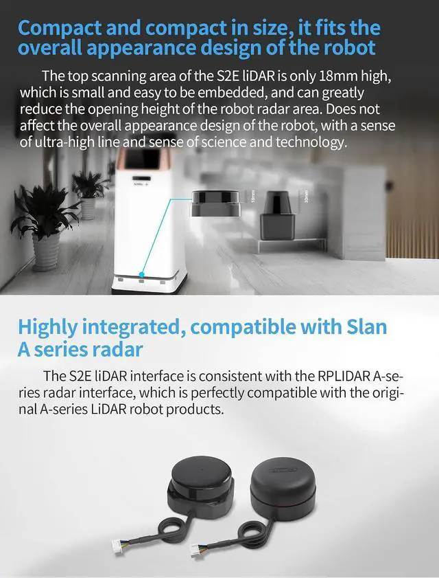 Alt view image 5 of 7 - RPLIDAR S2P Lidar Sensor 2D 360 Degree 50 Meters Scanning Radius 32KHz IP65 ROS SLAM LIDAR Sensor Scanner for Indoor Outdoor Obstacle Avoidance and Navigation of Robots (UART TTL)