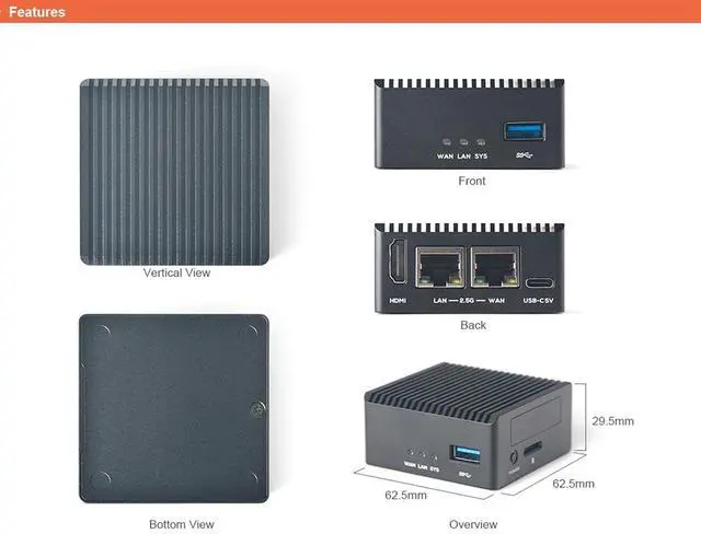 Alt view image 7 of 7 - NanoPi R76S Mini Router, RK3576 Octa-Core SoC with AI Model, LPDDR5 16GB RAM 32GB eMMC, 6TOPS NPU,Dual 2.5G Ethernet, Support M.2 Wi-Fi Module (None M.2 WiFi, LPDDR4X 4GB, Power Kit)