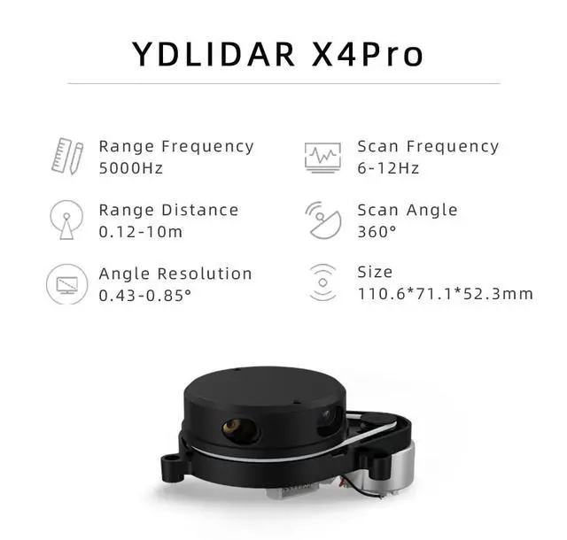 Alt view image 2 of 7 - EAI RPLIDAR X4 PRO Lidar 2D 360 Degree Lidar Sensor, 12Hz Scan Rate, 10m Scanning Radius Scanner Module for Obstacle Avoidance and Navigation of Robots