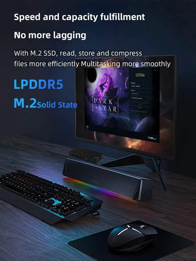 Alt view image 2 of 7 - BY52 Alder-N Lake N100 Mini Computer,Windows 11 Pro Mini PC, LPDDR5 RAM, M.2 2280 NVME SSD, Support Dual 4K Display, WiFi6/BT5.2,Micro pc for Office Home Theater (BY52 N1)