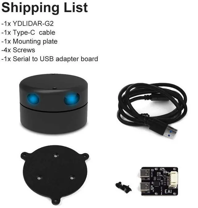 Alt view image 2 of 7 - EAI YDLIDAR G2 Lidar Range Finder Sensor Module 12M 5K Ranging Frequency for Indoor