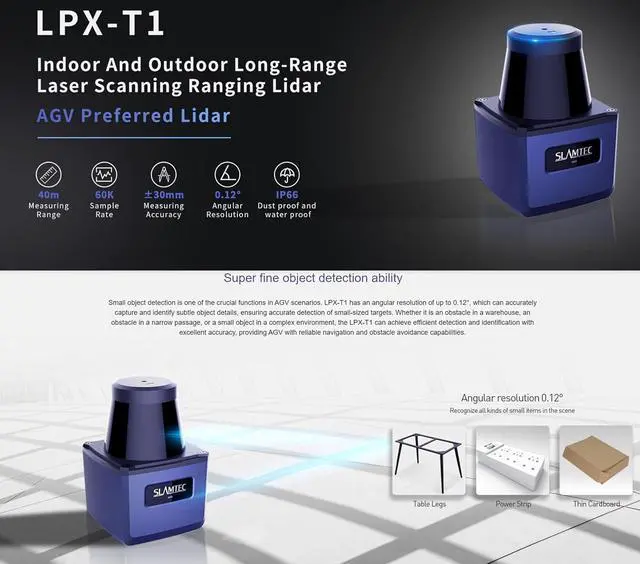 Alt view image 6 of 7 - LPX-T1 360° 2D AGV Lidar Sensor Module, 60KHz 40 Meters Scanning Radius IP66 UAV Ladar Sensor Scanner for Robots Autopilot Navigation and Obstacle Avoidance