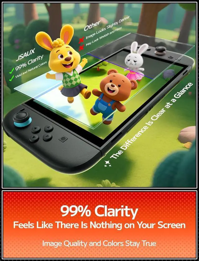 Alt view image 4 of 7 - 4-Pack Tempered Glass Screen Protector for Nintendo Switch 2 (2025), Easy to Install with Guiding Frame Ultra HD Glass Protector 9H Hardness Scratch Resistant Accessories for Switch2