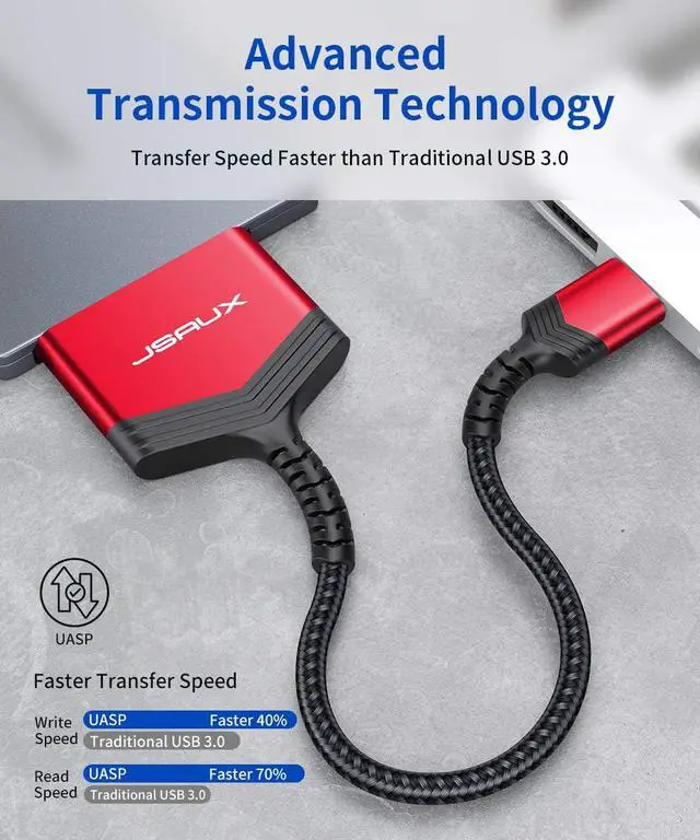 Alt view image 3 of 7 - SATA to USB A Cable, USB A 3.0 to 2.5 SATA III Hard Drive Adapter Aluminum Shell Nylon Cord External Converter for SSD/HDD Data Transfer-Red (Pack of 2)